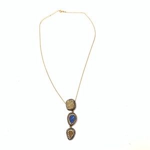 .925 gold plated chain druzy pave drop necklace